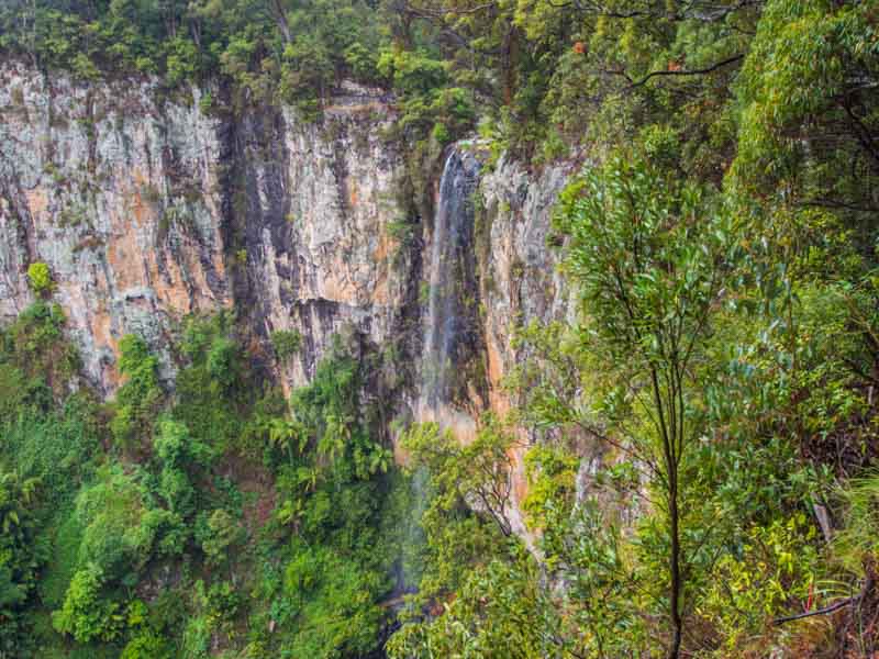The Purling Brook Falls lookout point to the left