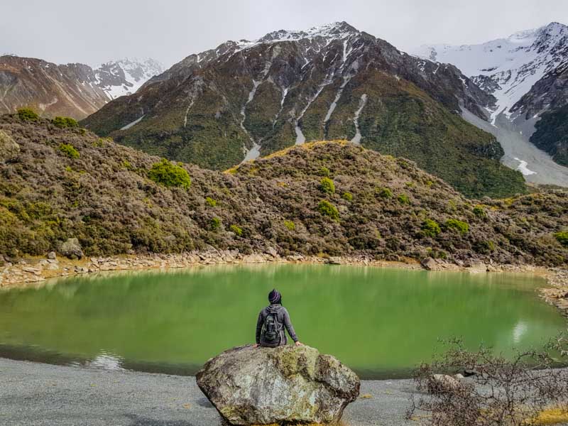 the Blue lake (Which looks Green) on the walk to Tasman Lake