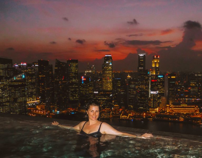 Chilling in the Marina Bay Sands Infinity Pool, Singapore