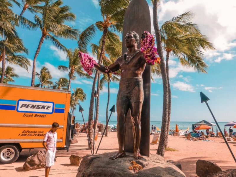 Check out and get your picture with "The Duke" Statue
