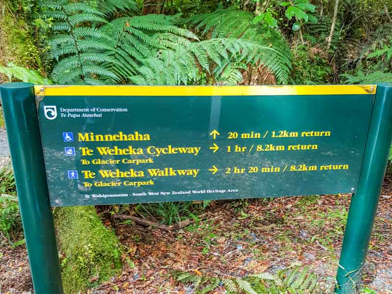 Sign Post for the Minnehaha Walk in Fox Glacier