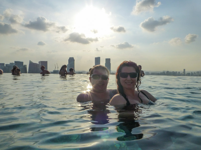 Chris & Matt watching a sunset from the Infinity Pool