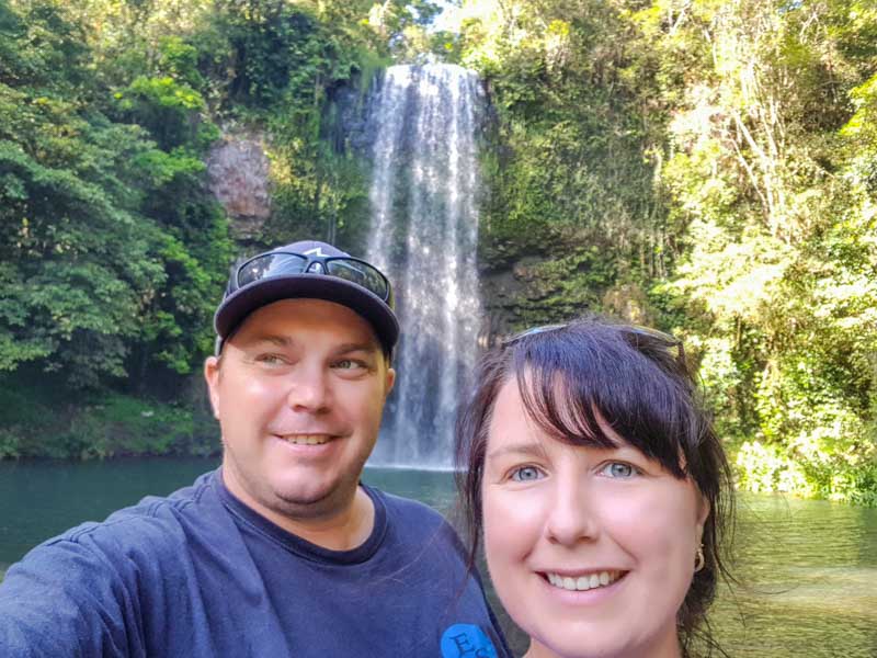 Matt & Chris Selfie at Millaa Millaa Falls in the Atherton Tablelands
