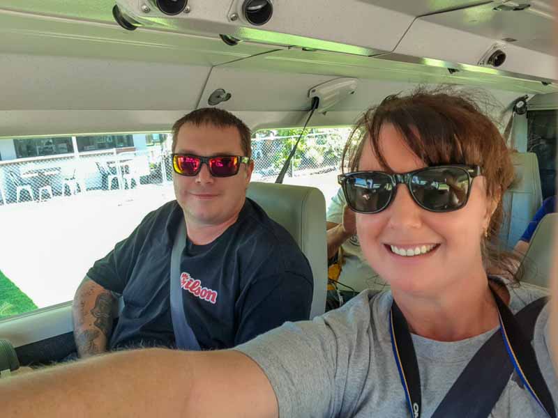 Matt and Chris in a plane about to take off