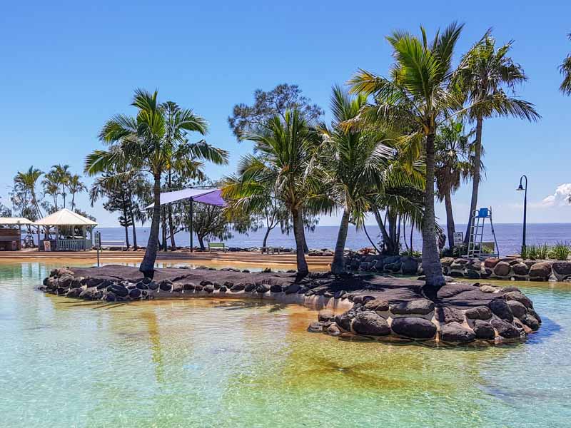 Settlement Cove Lagoon with the Moreton Bay and Redcliffe Waters behind it