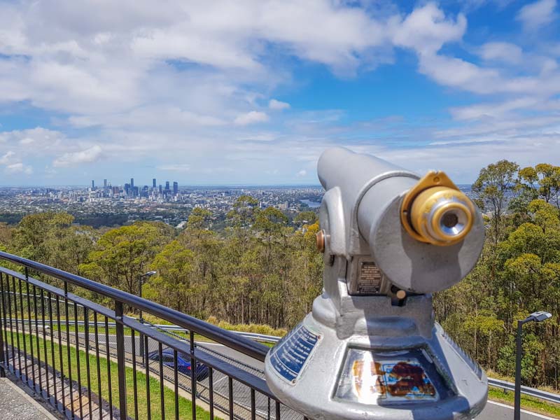 There are coin-operated binoculars you can use to see through from Mt Coot-Tha Brisbane Lookout