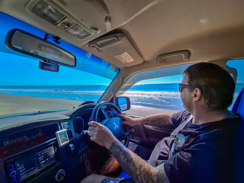 Matt Driving the Pajero along the Beach