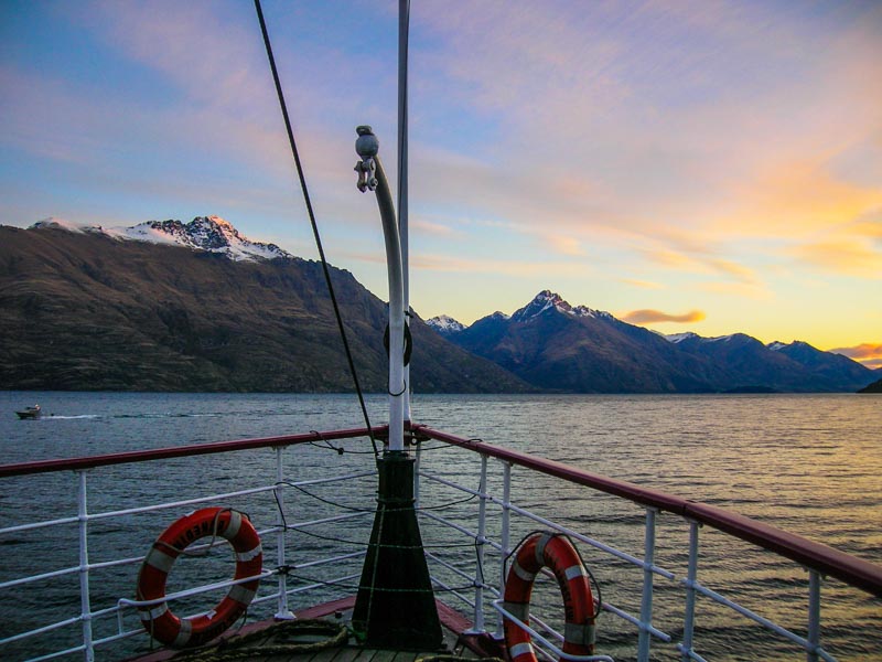 Watching a sunset on TSS Earnslaw Boat in Queenstown