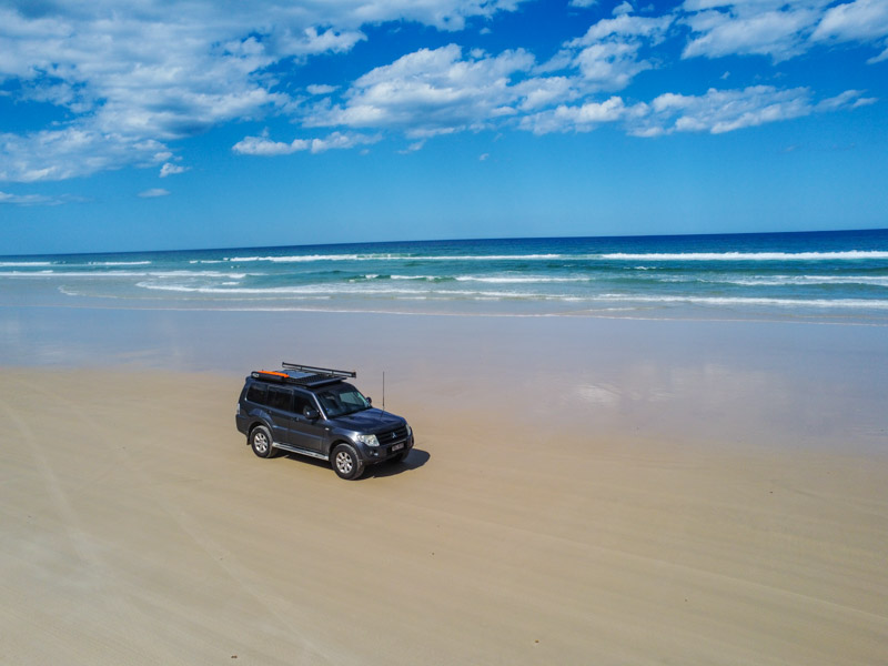 driving Teewah beach along the Cooloola Coast